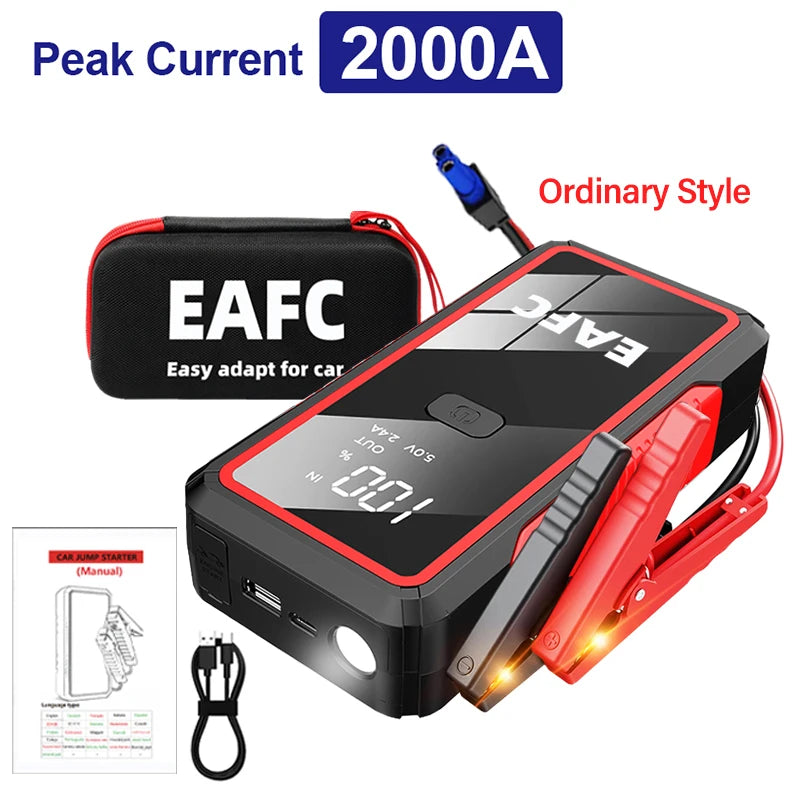 Booster de Démarrage Voiture 2000A – Power Bank 12V, Urgence Auto