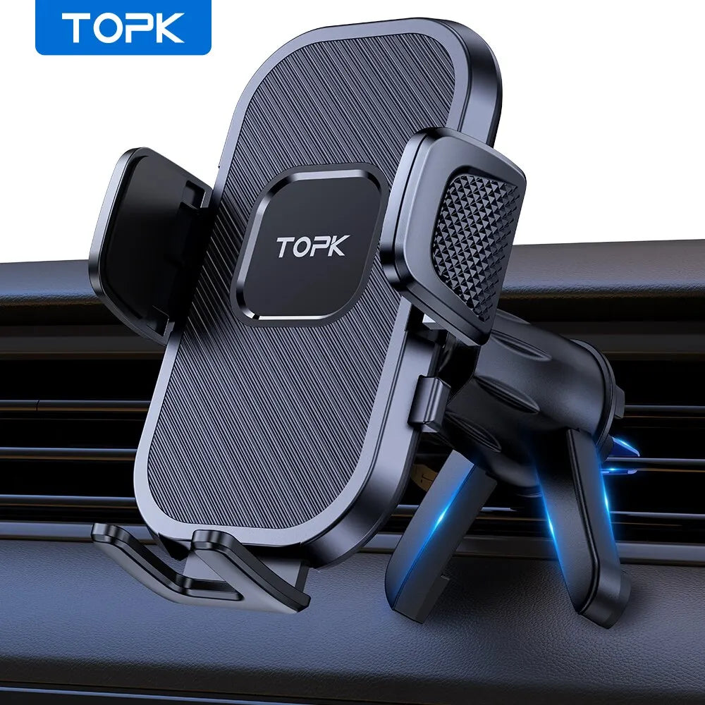 Support Téléphone Voiture TOPK Gravité – Tableau de Bord, Pare-Brise & Grille d’Aération