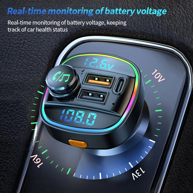 Transmetteur FM Bluetooth 5.0 – Charge Rapide 22.5W, Mains Libres & MP3