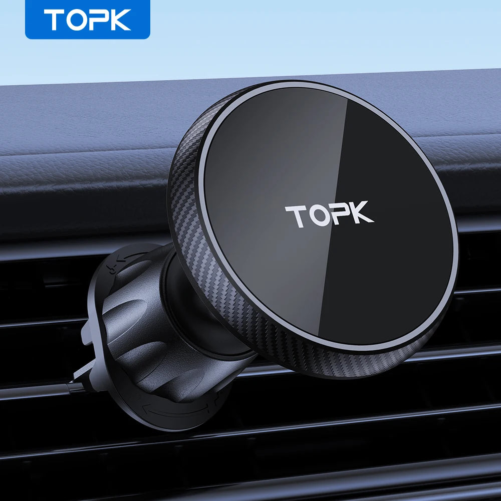 Support Voiture TOPK MagSafe Premium – Magnétisme Puissant, Métal & Une Main