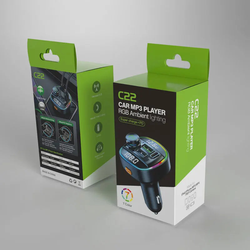 Transmetteur FM Bluetooth 5.0 – Charge Rapide 22.5W, Mains Libres & MP3