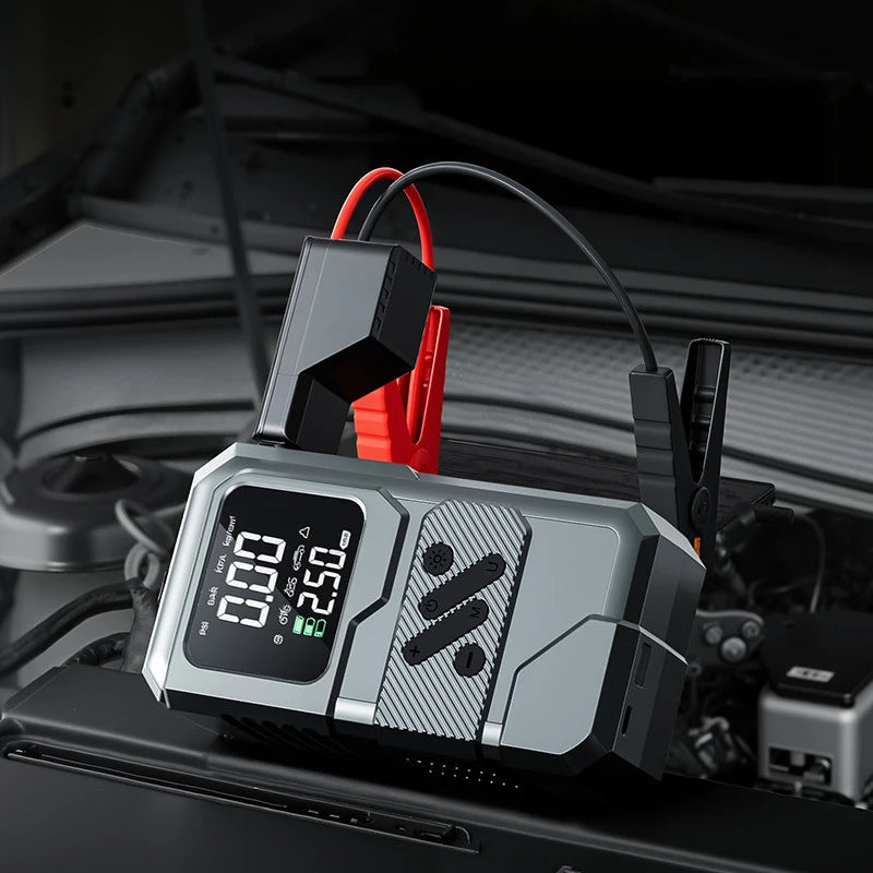 Pompe à Air Portable Tout-en-Un – Démarrage Urgence, Power Bank & Gonfleur
