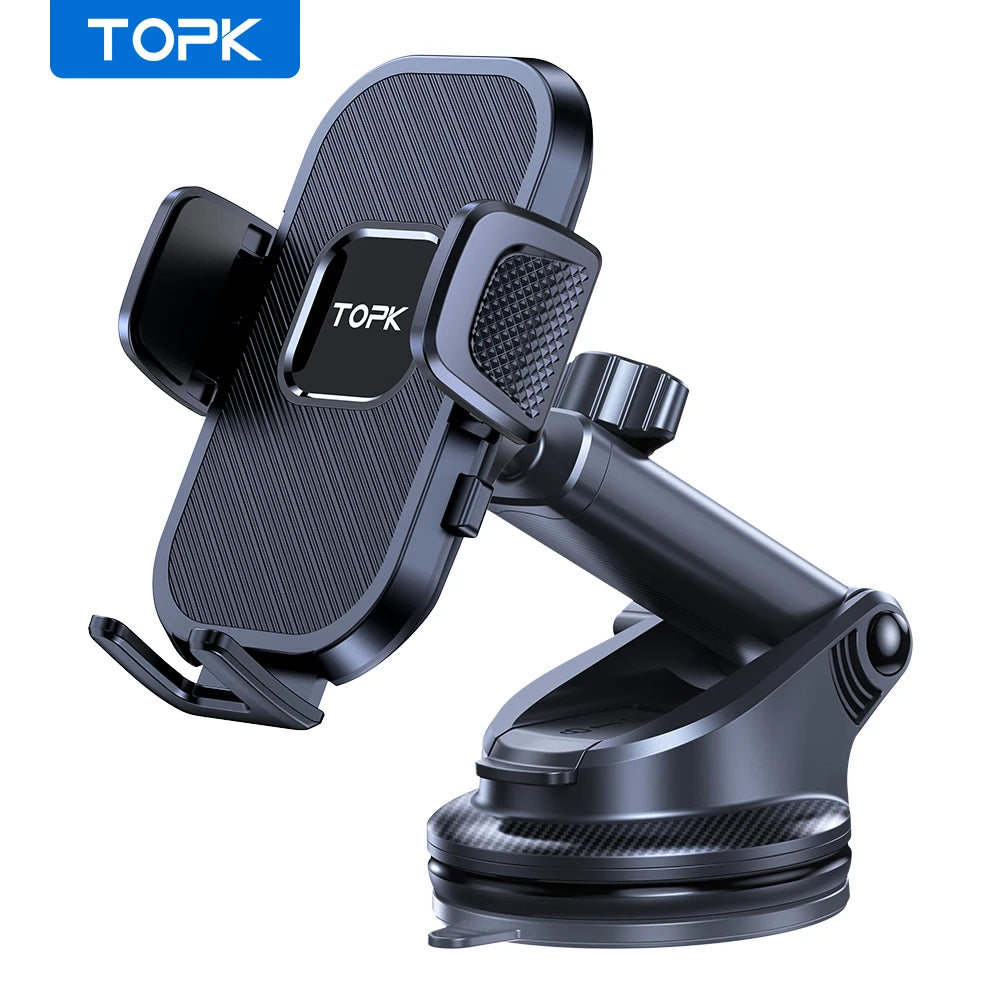 Support Téléphone Voiture TOPK Réglable – Pare-Brise, Tableau de Bord & 360°