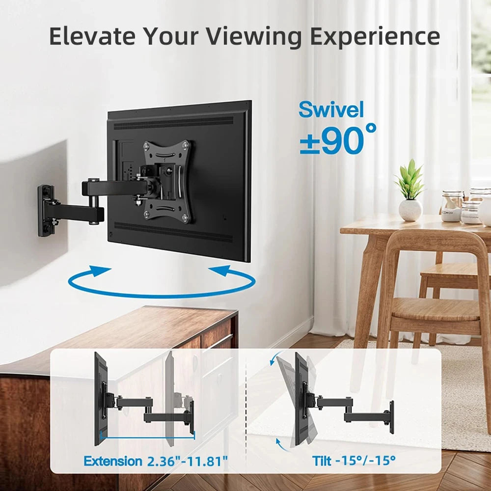 Support TV Mural Réglable – 10"-32", VESA 100x100, Jusqu’à 10kg