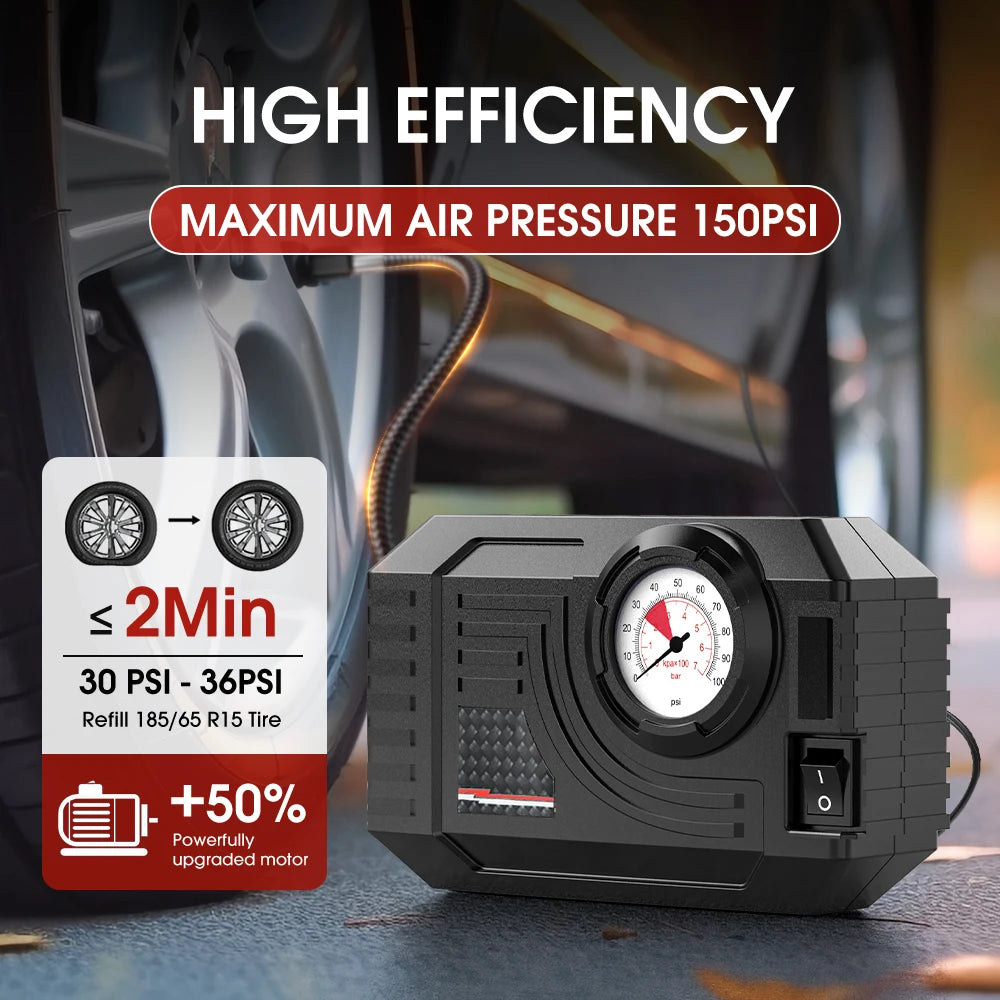 Mini Pompe à Air Électrique CARSUN – 20L/min, Portable, Voiture & Moto