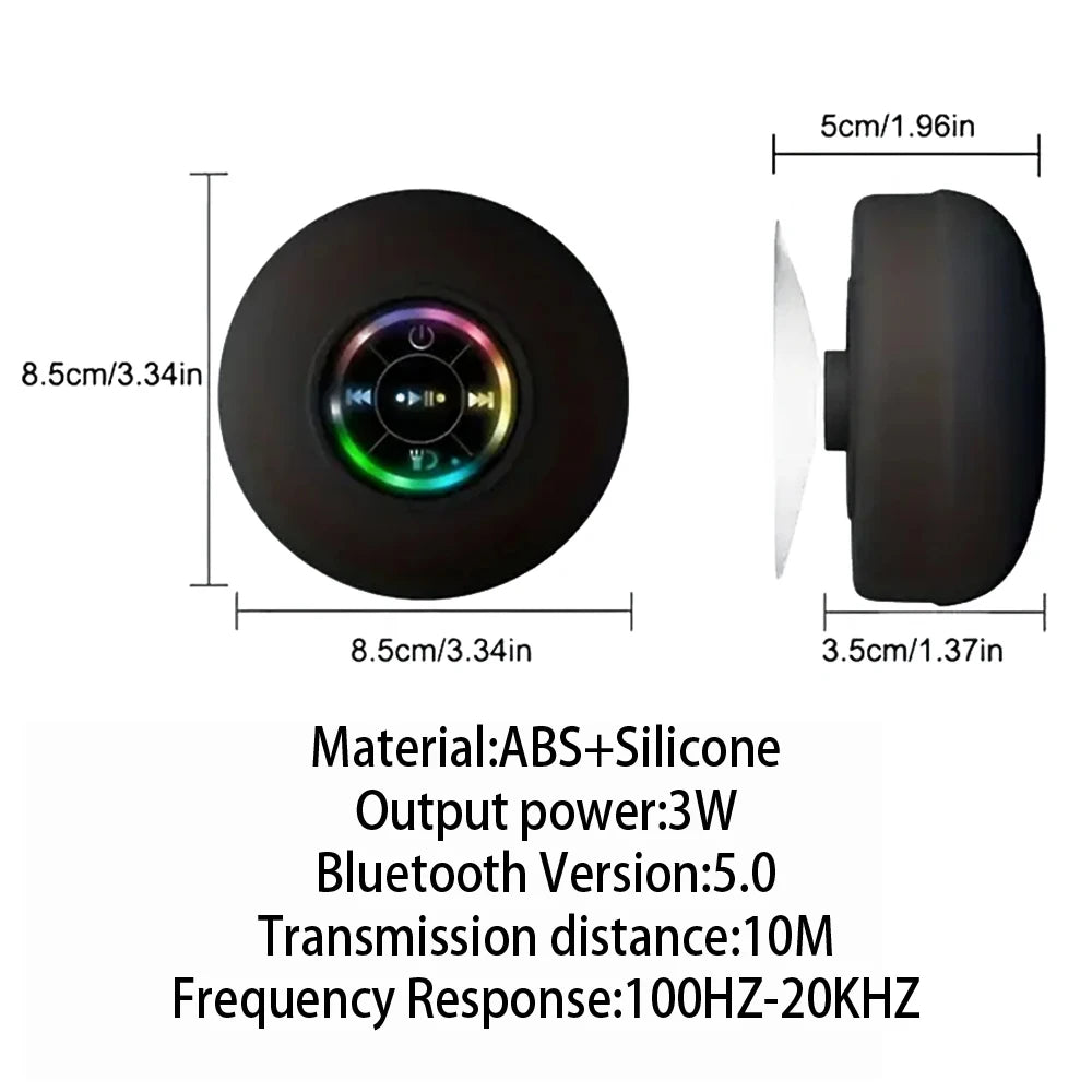 Enceinte Bluetooth Portable LED – IPX4, Ventouse Puissante & Son Stéréo