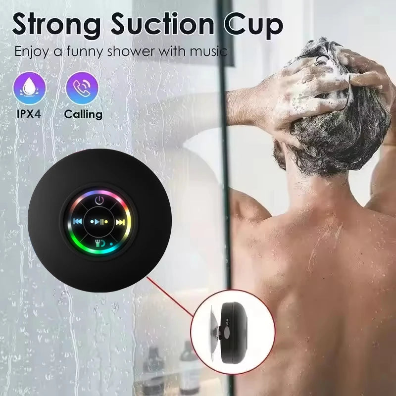 Enceinte Bluetooth Portable LED – IPX4, Ventouse Puissante & Son Stéréo