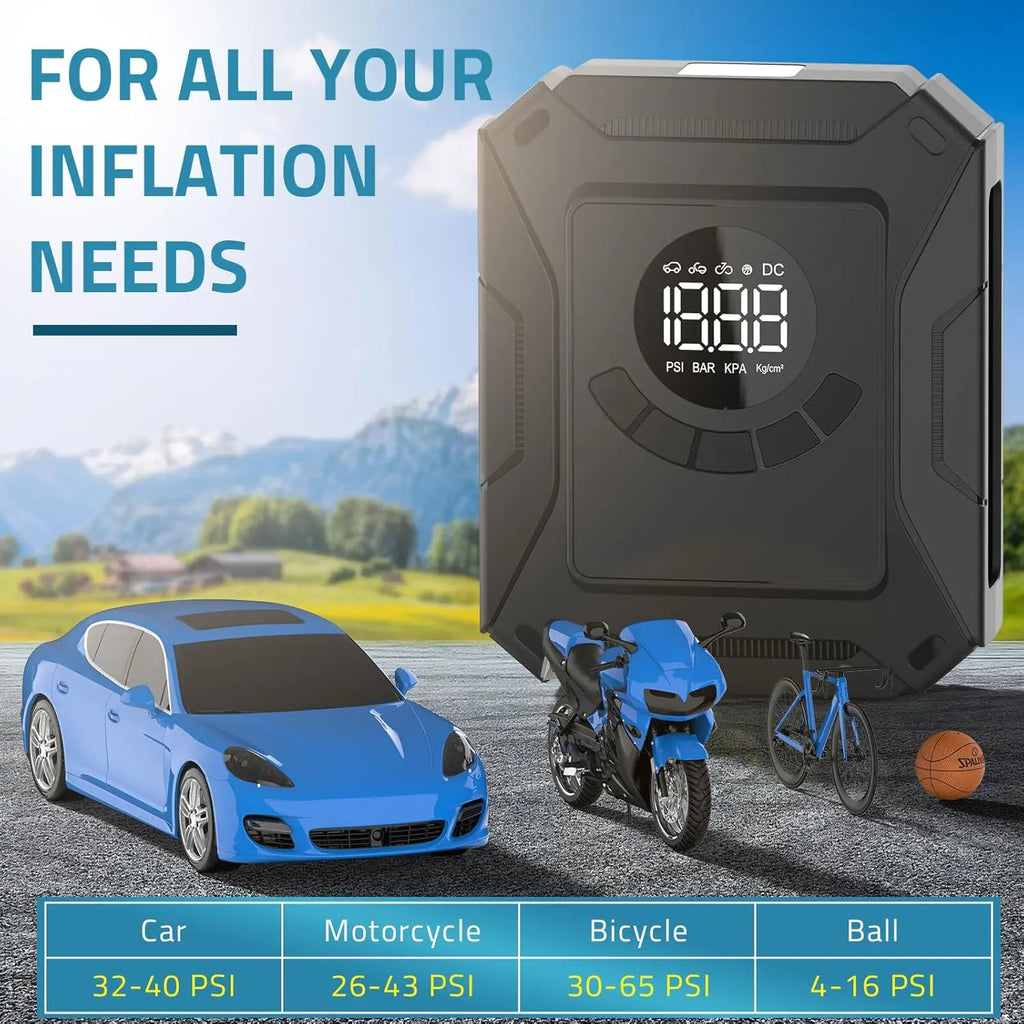 Gonfleur de Pneus YINGBOOST 150PSI – Arrêt Auto, Jauge Numérique & 12V