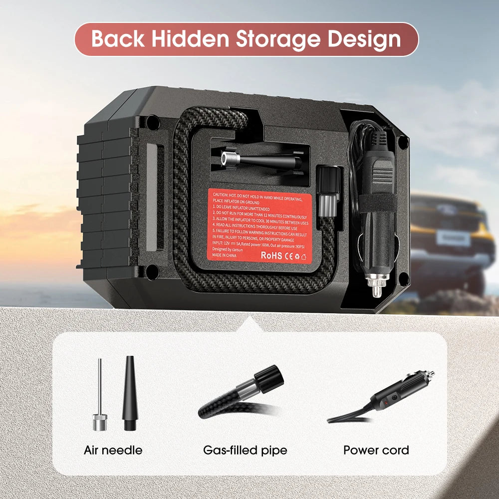 Mini Pompe à Air Électrique CARSUN – 20L/min, Portable, Voiture & Moto