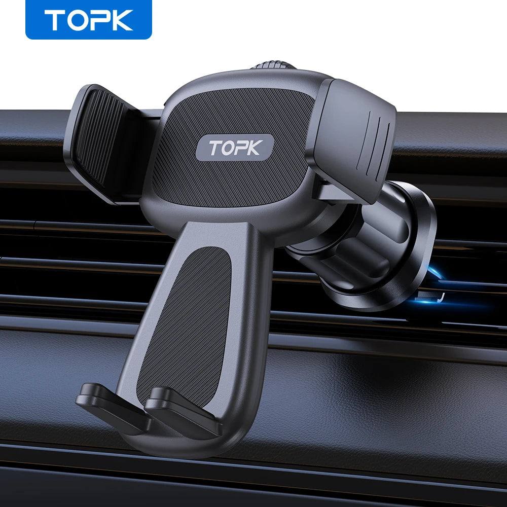 Support Téléphone Voiture TOPK Militaire – Clip Métal Grille Aération, Ultra-Solide