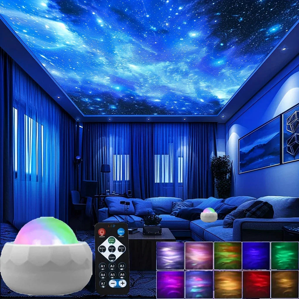 Projecteur Aurora LED Galaxy – 7 Modes RGB, Rotation 360° & Télécommande