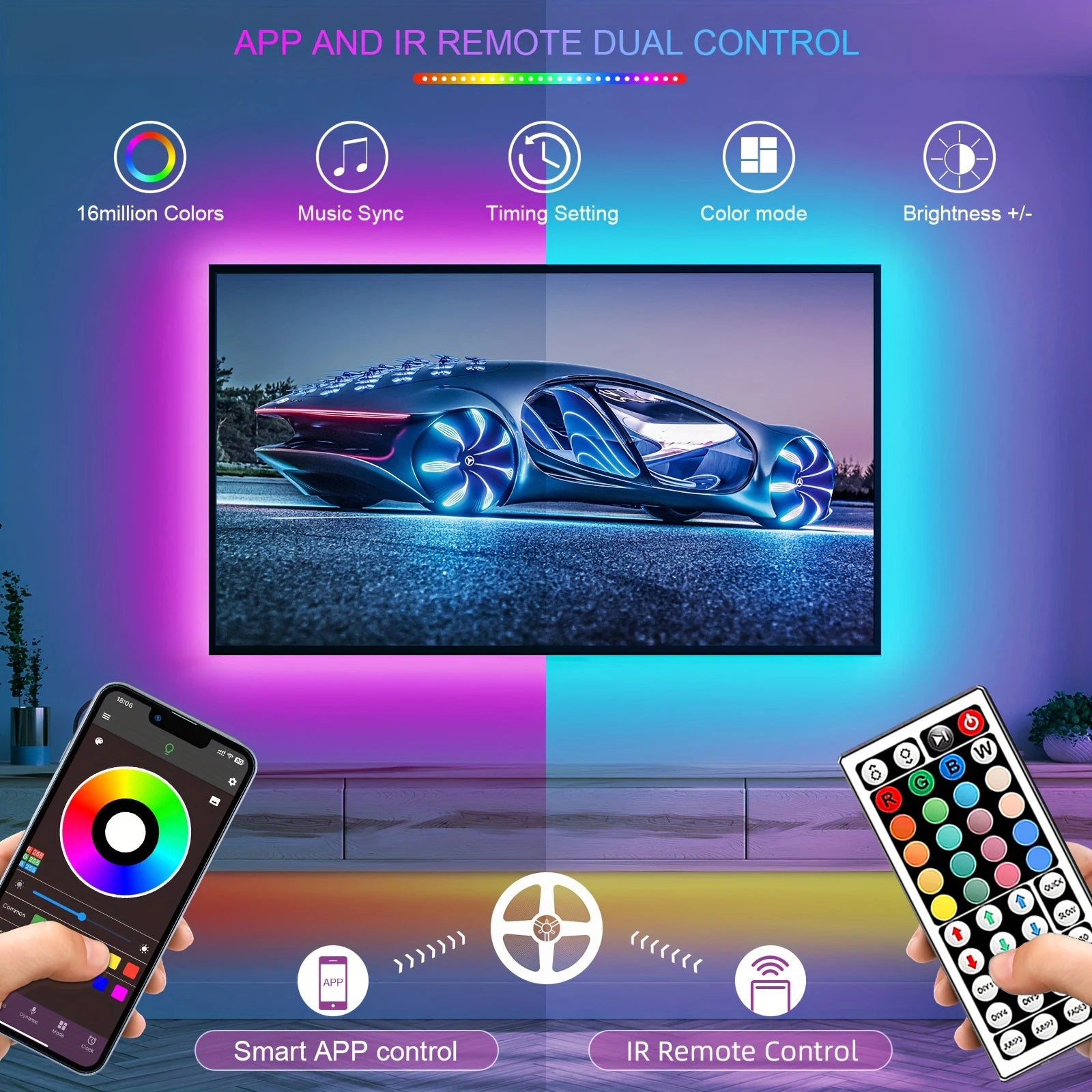 Ruban LED RGB – 5m à 30m, Contrôle APP, Décoration Chambre & Salon