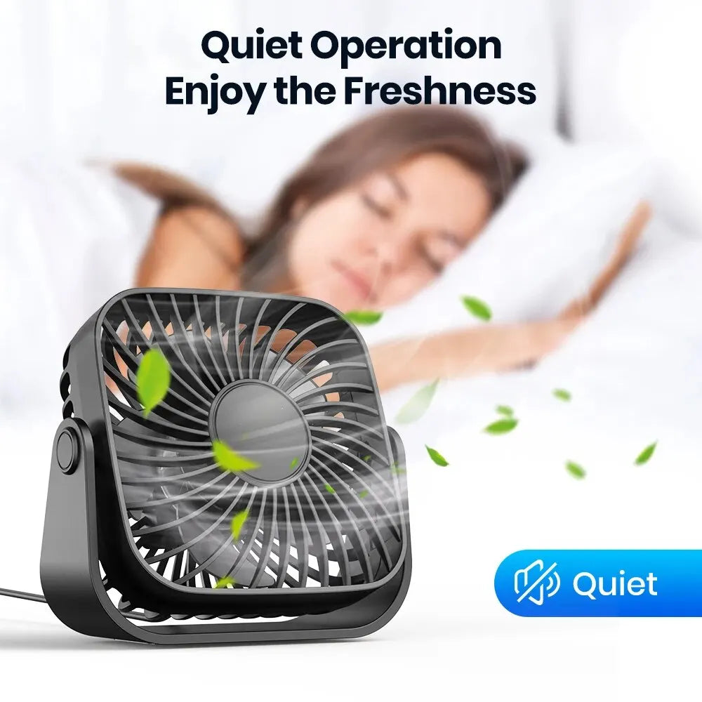 Ventilateur USB TOPK 4 Pouces – 3 Vitesses, 360°, Silencieux & Portable