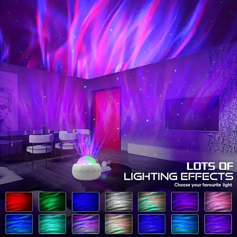 Projecteur Aurora LED Galaxy – 7 Modes RGB, Rotation 360° & Télécommande