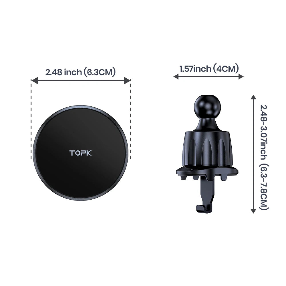 Support Voiture TOPK MagSafe Premium – Magnétisme Puissant, Métal & Une Main