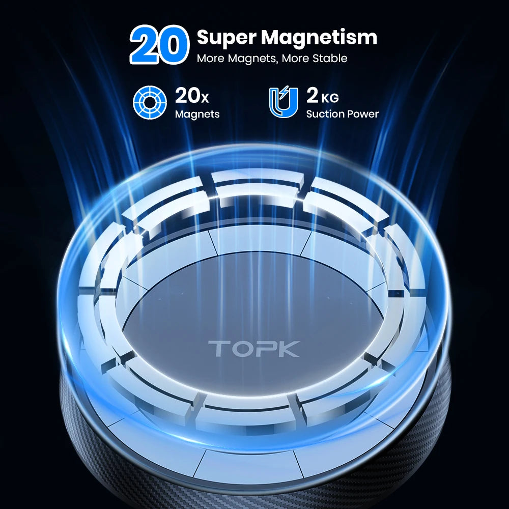 Support Voiture TOPK MagSafe Premium – Magnétisme Puissant, Métal & Une Main