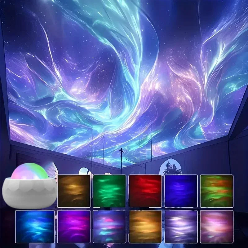 Projecteur Aurora LED Galaxy – 7 Modes RGB, Rotation 360° & Télécommande
