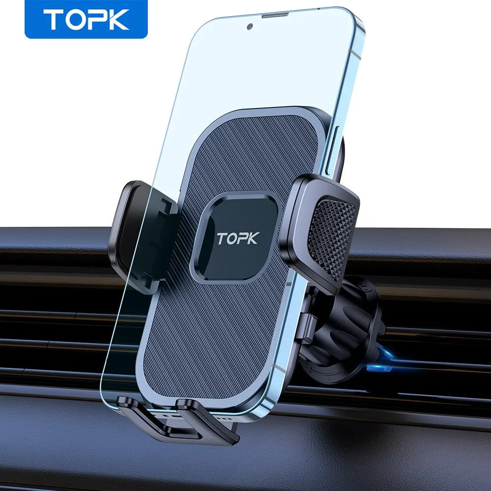 Support Téléphone Voiture TOPK – Gravité Universelle, Tableau de Bord, Pare-Brise & Grille d'Aération