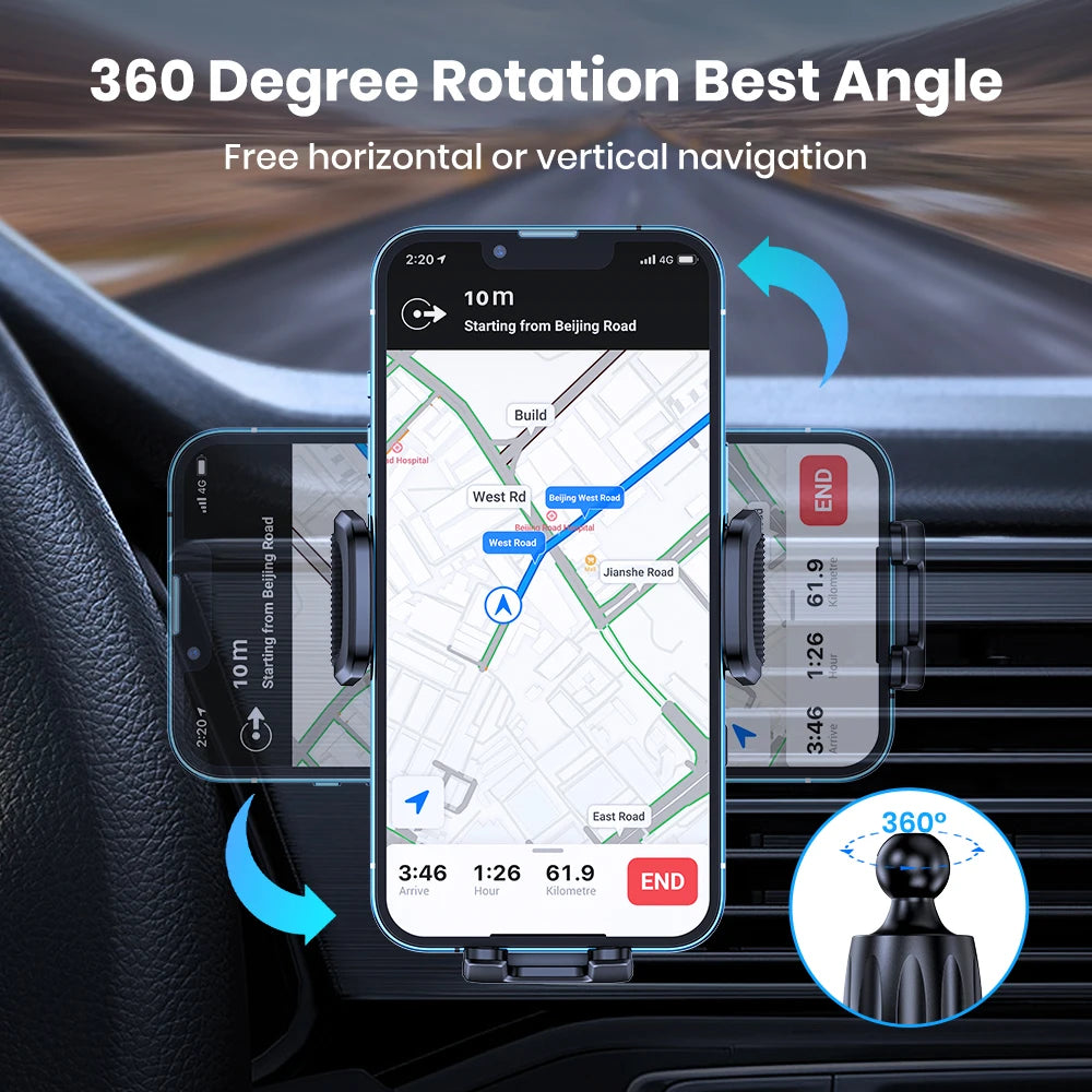 Support Téléphone Voiture TOPK Gravité – Grille d’Aération, Universel & Mains Libres