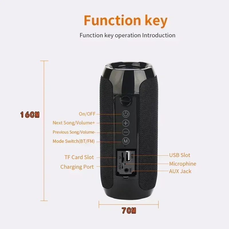 Enceinte Bluetooth Portable Waterproof – Subwoofer, FM & Son Surround