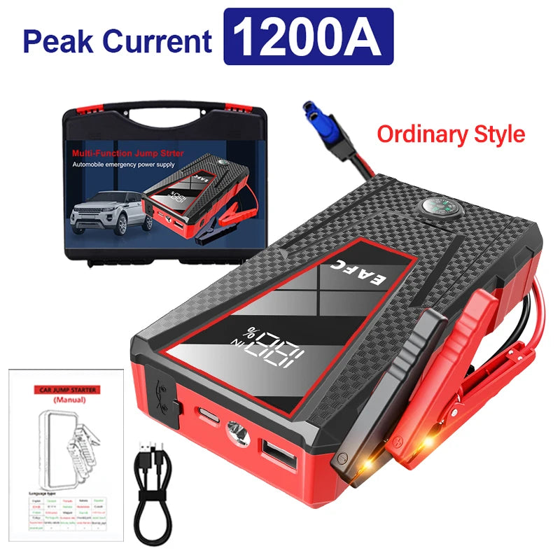 Booster de Démarrage Voiture 2000A – Power Bank 12V, Urgence Auto