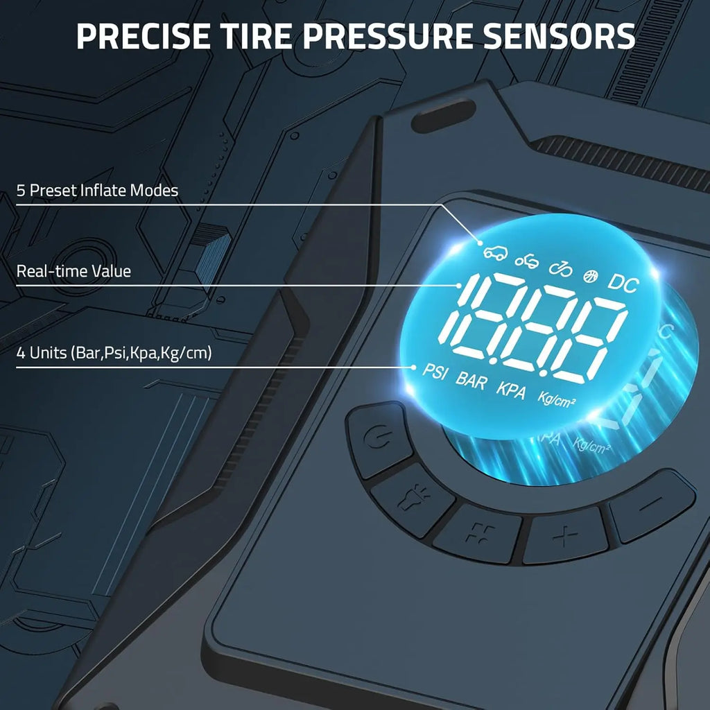 Gonfleur de Pneus YINGBOOST 150PSI – Arrêt Auto, Jauge Numérique & 12V