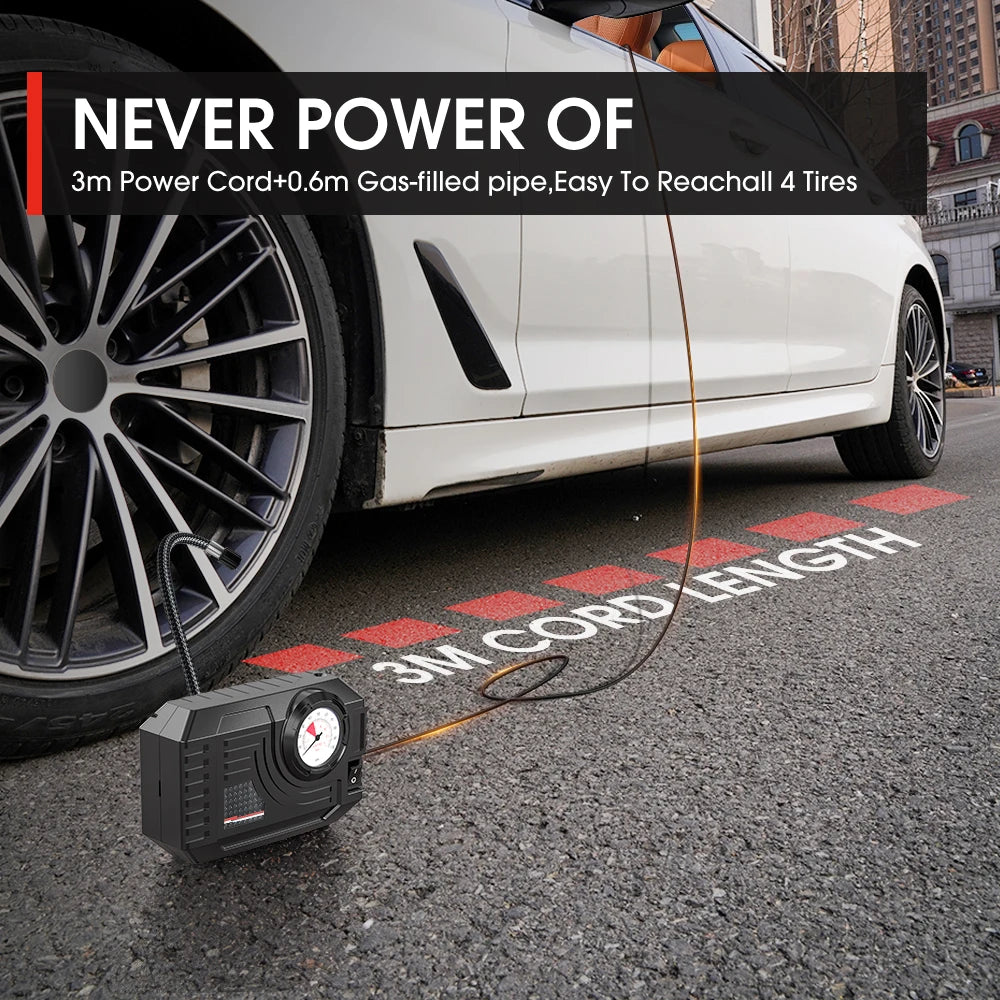 Mini Pompe à Air Électrique CARSUN – 20L/min, Portable, Voiture & Moto
