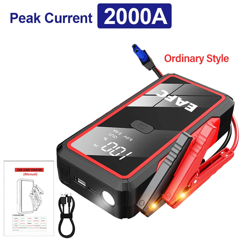 Booster de Démarrage Voiture 2000A – Power Bank 12V, Urgence Auto