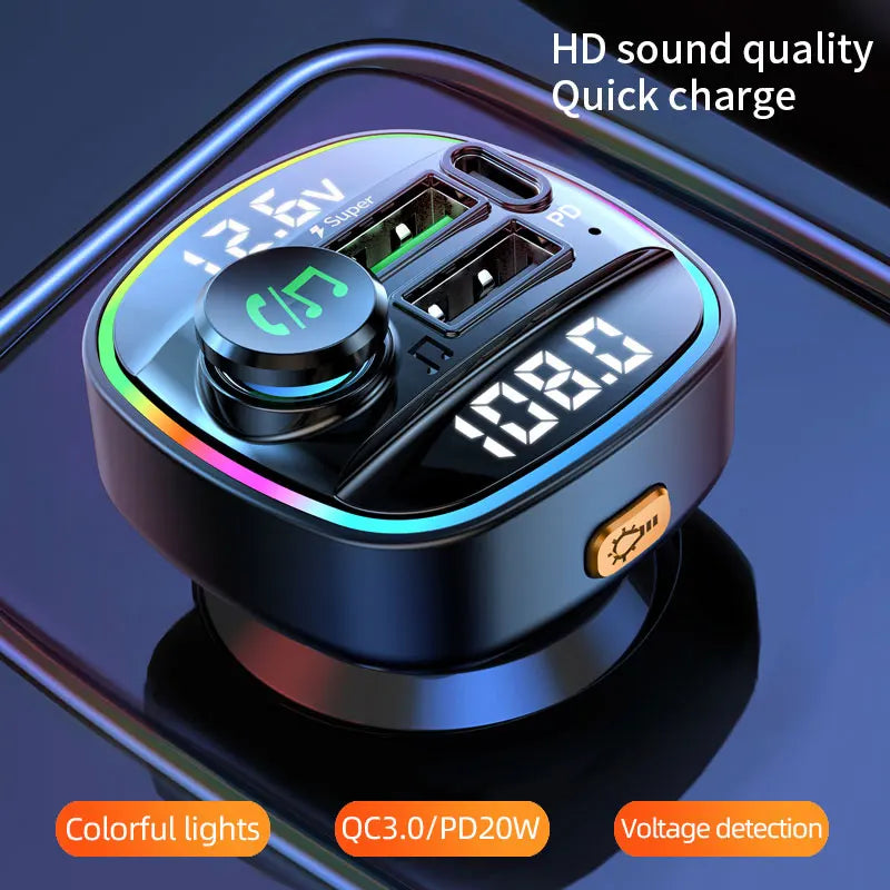 Transmetteur FM Bluetooth 5.0 – Charge Rapide 22.5W, Mains Libres & MP3