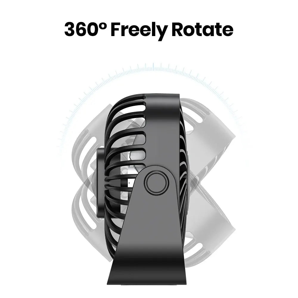 Ventilateur USB TOPK 4 Pouces – 3 Vitesses, 360°, Silencieux & Portable