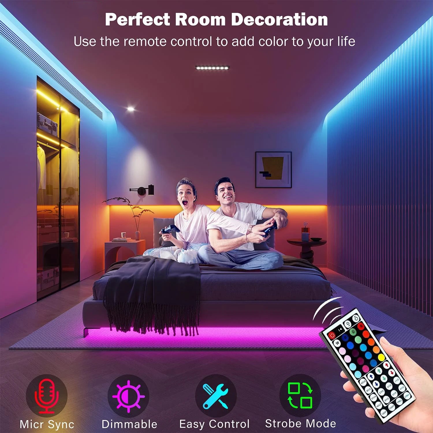 Ruban LED RGB – 5m à 30m, Contrôle APP, Décoration Chambre & Salon