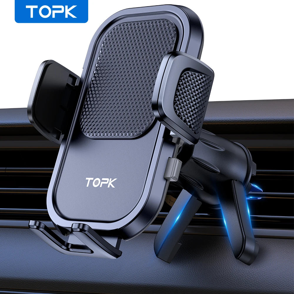 Support Téléphone Voiture TOPK Gravité – Grille d’Aération, Universel & Mains Libres