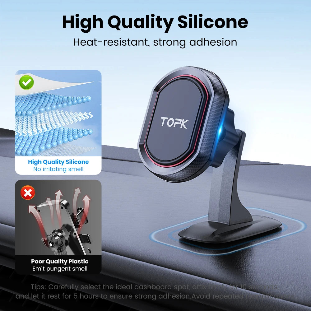 Support Téléphone Voiture TOPK – Magnétique Tableau de Bord, Super Aimant