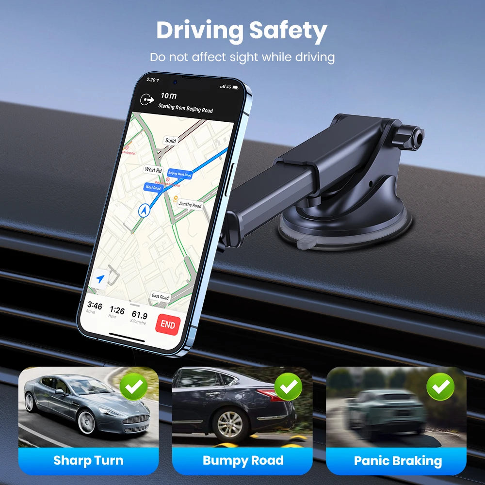 Support Téléphone Voiture TOPK Magnétique – Bras Long, Ventouse, 360° Réglable