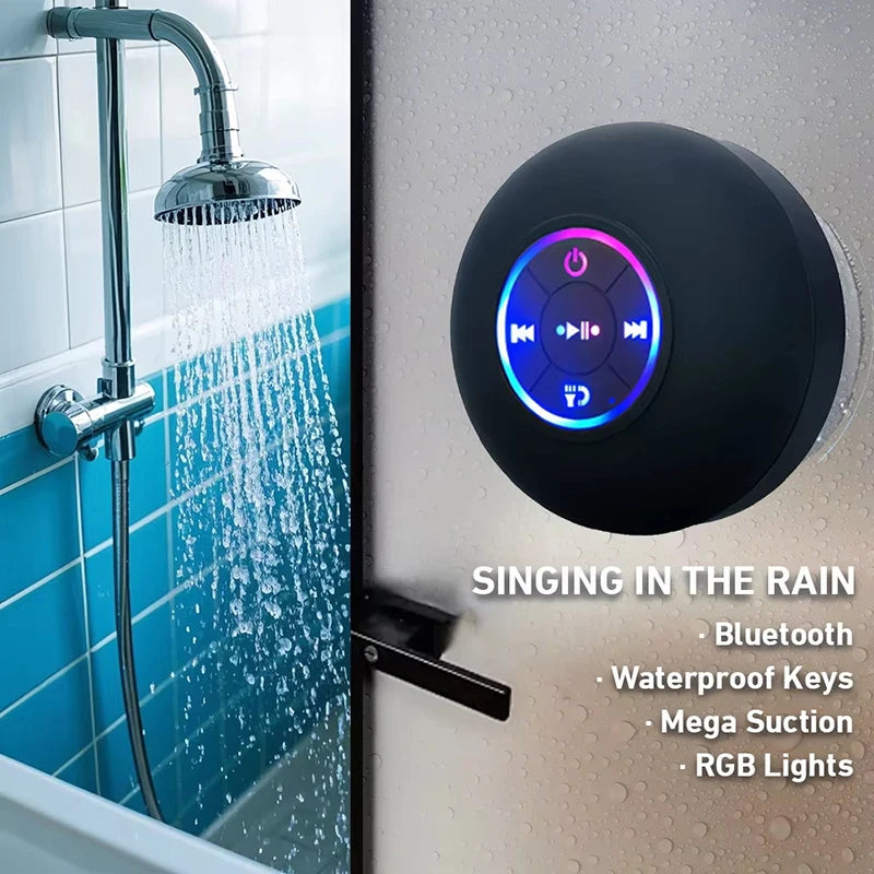 Enceinte Bluetooth Portable LED – IPX4, Ventouse Puissante & Son Stéréo
