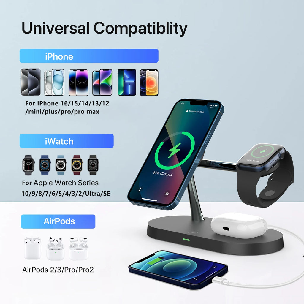 Support de Charge Sans Fil 3-en-1 – iPhone, Apple Watch & AirPods
