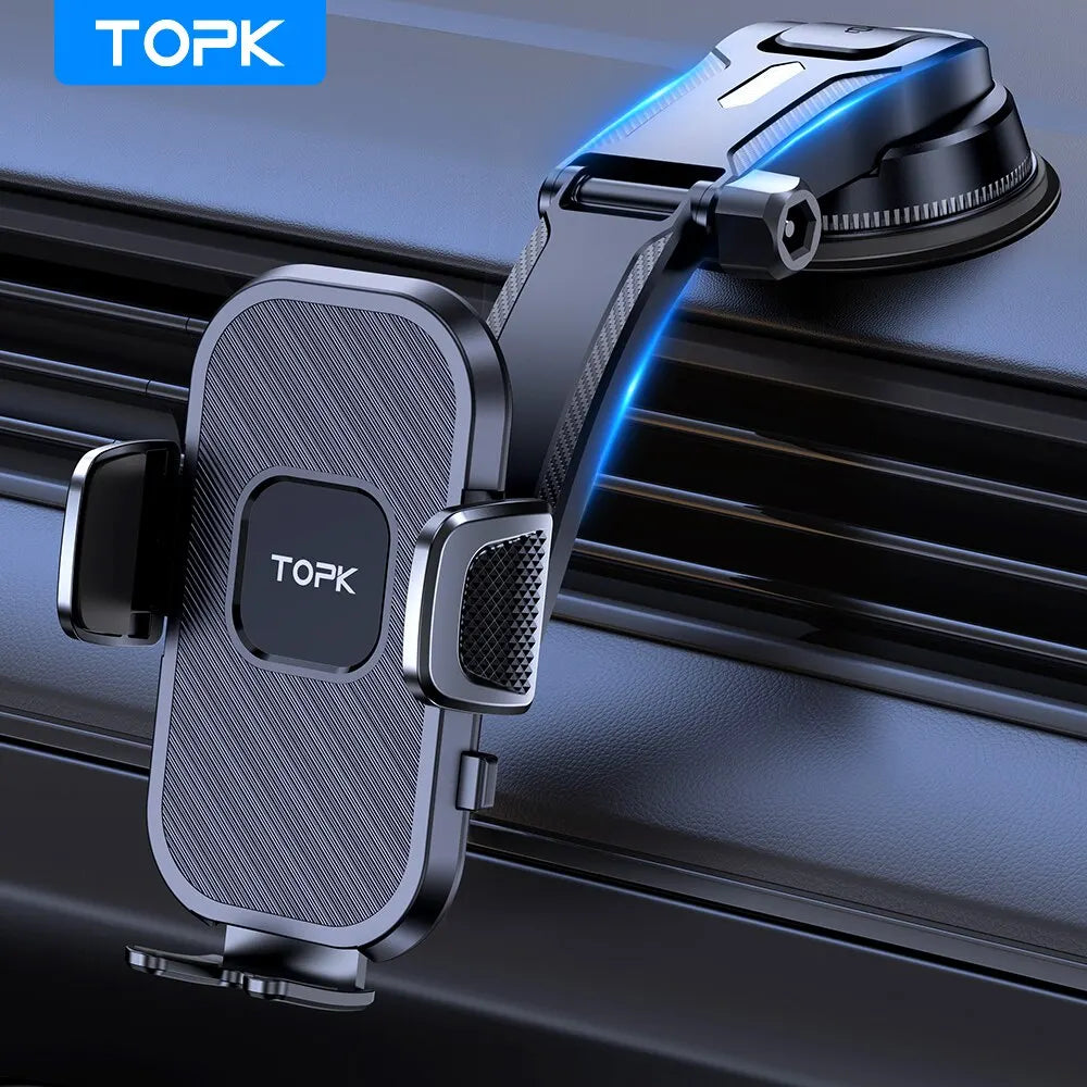 Support Téléphone Voiture TOPK – Gravité Universelle, Tableau de Bord, Pare-Brise & Grille d'Aération