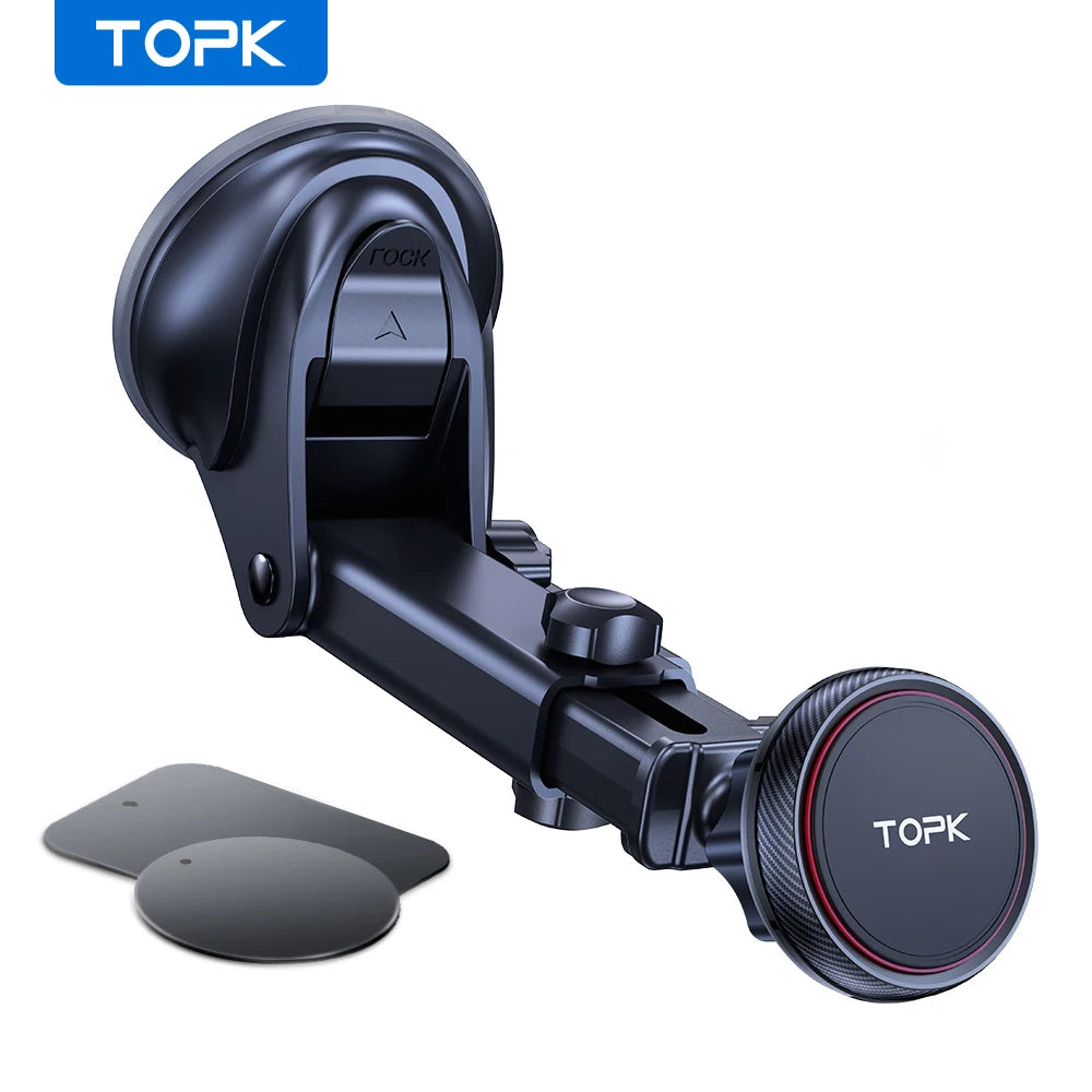 Support Téléphone Voiture TOPK Magnétique – Bras Long, Ventouse, 360° Réglable